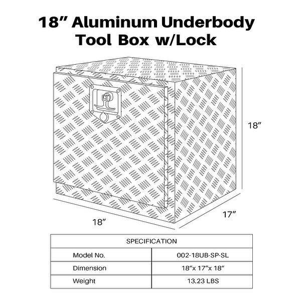 ARKSEN 18" Aluminum Bar Tread Tool Box with Lock & Keys, Silver 18